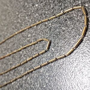 Monet Long gold barrel link chain necklace